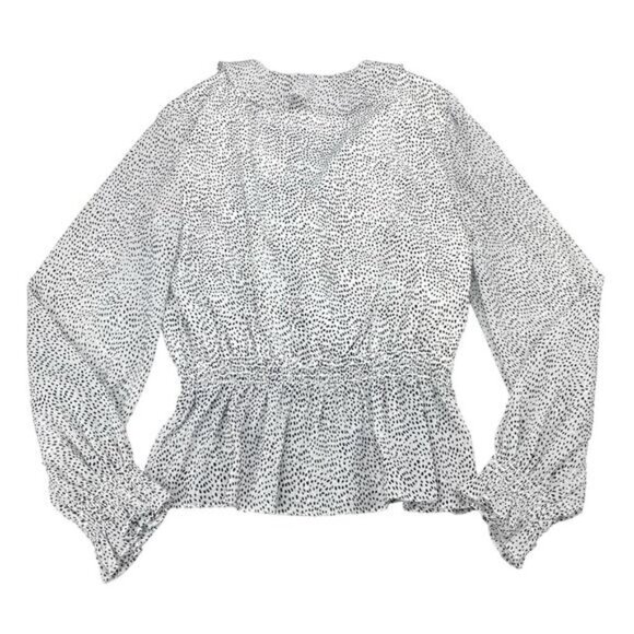 TED BAKER Alyanna Lace Up Ruffle Front Textured Long Sleeve Blouse Top Sz 4 - Picture 8 of 9